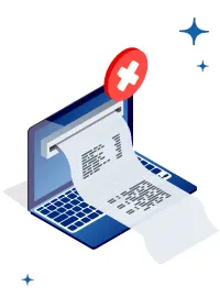 fatura eletronica em pc azul com x vermelho