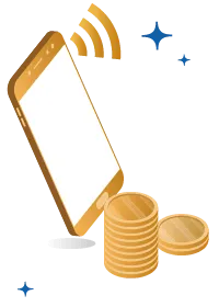 celular com sinal wifi moedas douradas