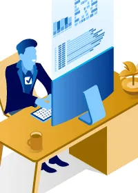 adulto frente do monitor mesa negocios