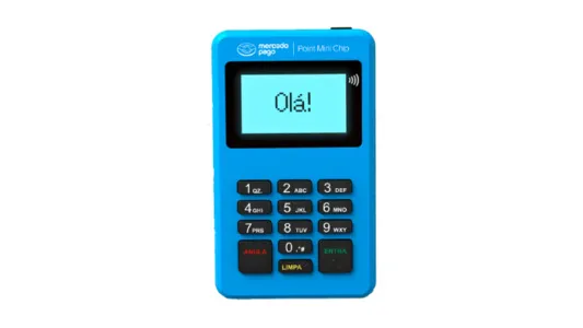 Maquininha Mercado Pago Point Mini Chip em Fundo Transparente