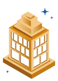 edificio amarelo com estrela azul