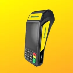 maquininha Banco do Brasil Cielo em fundo amarelo