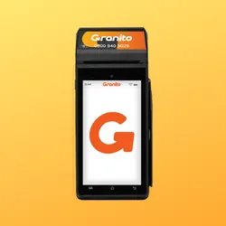 Maquininha Granito SmartPOS fundo amarelo