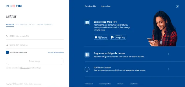 Acesse o site da TIM