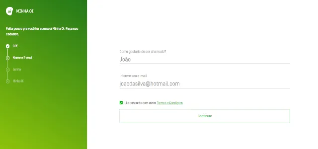 Informe seu nome e email