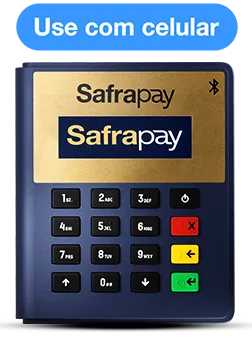 Imagem de um modelo da maquininha SafraPay Mini (Bluetooth)